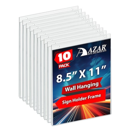 Azar Displays 8.5"W x 11"H Wall U-Frame w/ Holes, PK10 162714